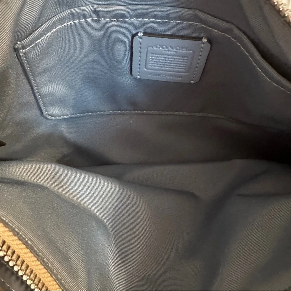 Coach Signature East West Pop Crossbody Handbag Light Khaki/Blue 101/2x7" - Picture 9 of 15